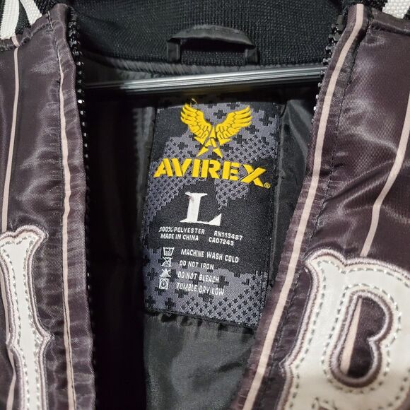 Vintage Y2K Avirex 75 Satin Bomber Jacket Mens Large Striped Grunge Streetwear - Picture 3 of 12